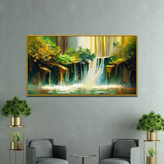 Vibrant Waterfall Landscape Vastu Canvas Wall Painting - All India Decor