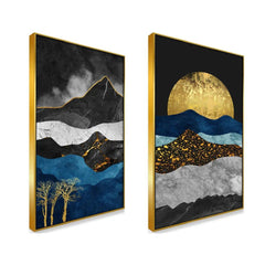Abstract Mountains Canvas Wall Wall Painting Two Pieces - All India Decor
