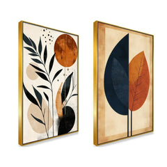 Minimalist Boho Style Modern Abstract Canvas Wall Painting Two Pieces - All India Decor