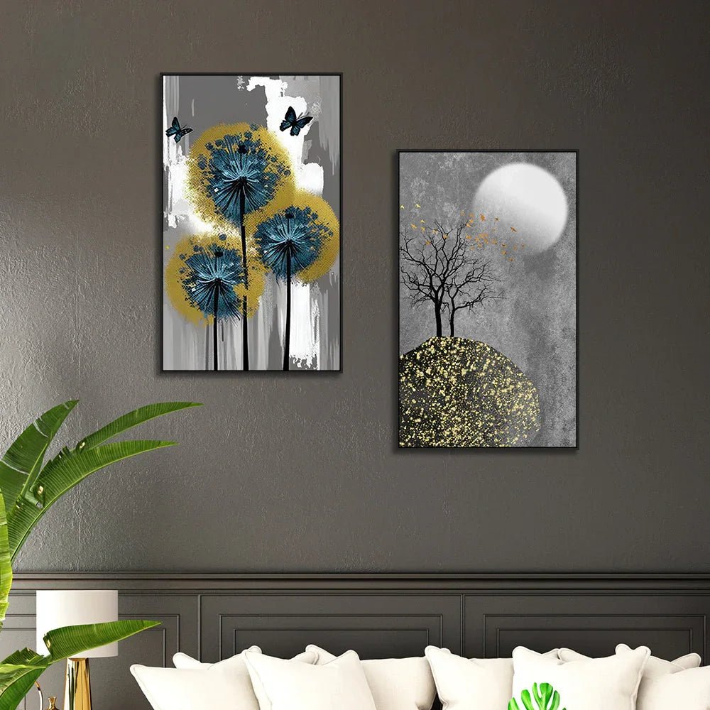 Abstract Design Modern Canvas Art Canvas Wall Painting Two Pieces - All India Decor