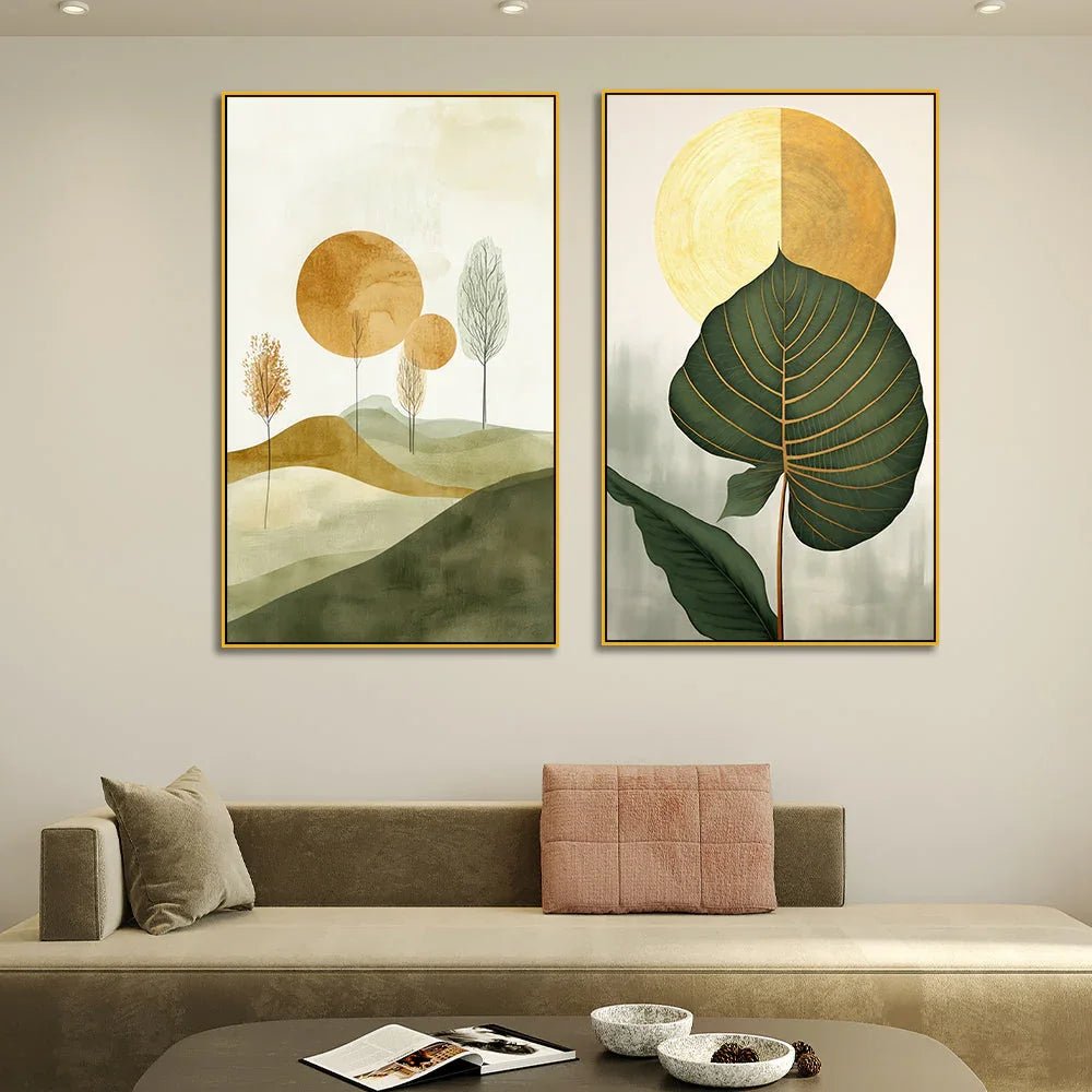 Modern Stylish Boho Canvas Wall Painting Two Pieces - All India Decor