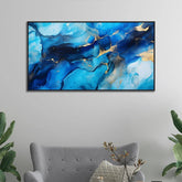 Modern Blue and Gold Textured Canvas Painting for Home Décor - All India Decor