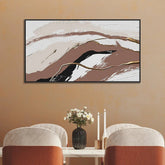 Brown and White Abstract Canvas Wall Painting - All India Decor