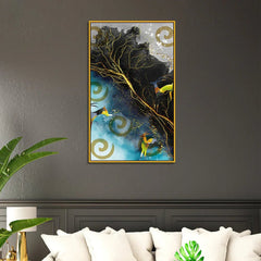 Contemporary Abstract Modern Canvas Painting with Floating Frame - All India Decor