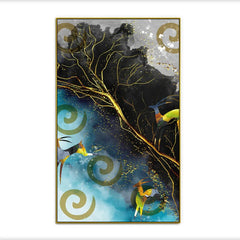 Contemporary Abstract Modern Canvas Painting with Floating Frame - All India Decor