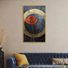 Single Poppy Abstract Floral Canvas Wall Painting - All India Decor
