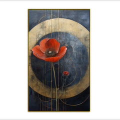 Single Poppy Abstract Floral Canvas Wall Painting - All India Decor
