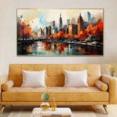 Canvas Painting of a City Street with Bridge and River - All India Decor