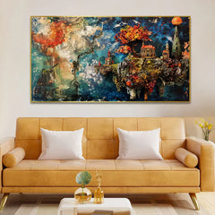 Majestic Tree Beside Showcasing Nature and Architecture Harmony Canvas Painting - All India Decor