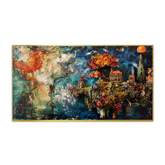 Majestic Tree Beside Showcasing Nature and Architecture Harmony Canvas Painting - All India Decor