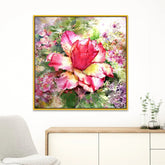 Blossoming Grace Square Floating Framed Floral Canvas Wall Painting - All India Decor