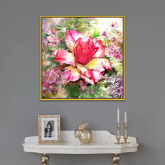 Blossoming Grace Square Floating Framed Floral Canvas Wall Painting - All India Decor
