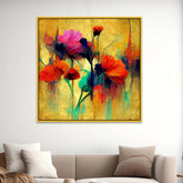 Elegant Abstract Botanical Square Floral Canvas Wall Painting - All India Decor