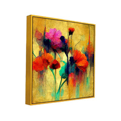 Elegant Abstract Botanical Square Floral Canvas Wall Painting - All India Decor