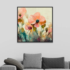 Colorful Abstract Floating Framed Floral Wall Painting - All India Decor