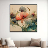 Panoramic Large Pink Floral Canvas Wall Painting with Floating Frame - All India Decor