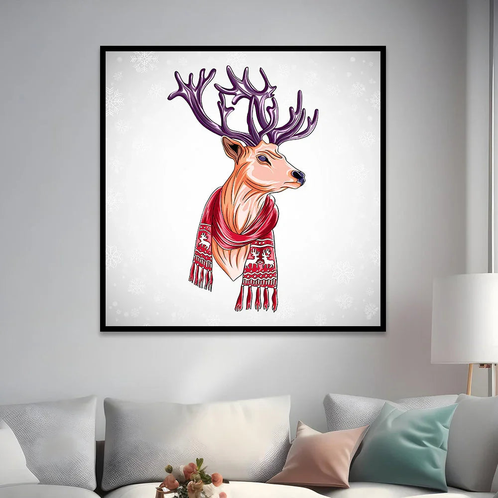 Reindeer Wall Painting Elegant Winter and Christmas Theme Canvas Paintings - All India Decor