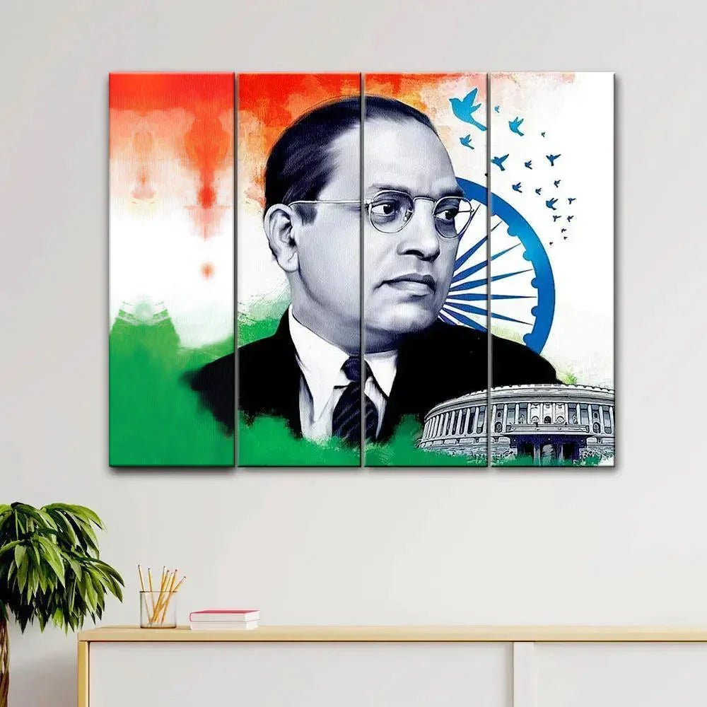 Dr. Bhimrao Ambedkar Wall Painting 4 Pieces Printed Painting - All India Decor