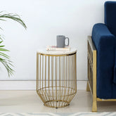 Metal End Table In White Colour - All India Decor