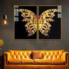 Contemporary Golden Butterfly Modern Acrylic Wall Paintings for Your Home - All India Decor