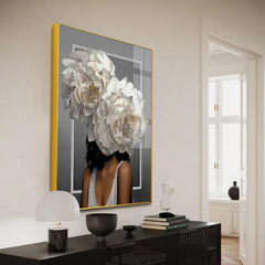 Artistic Girl Head Flowers Modern Acrylic Wall Art - All India Decor