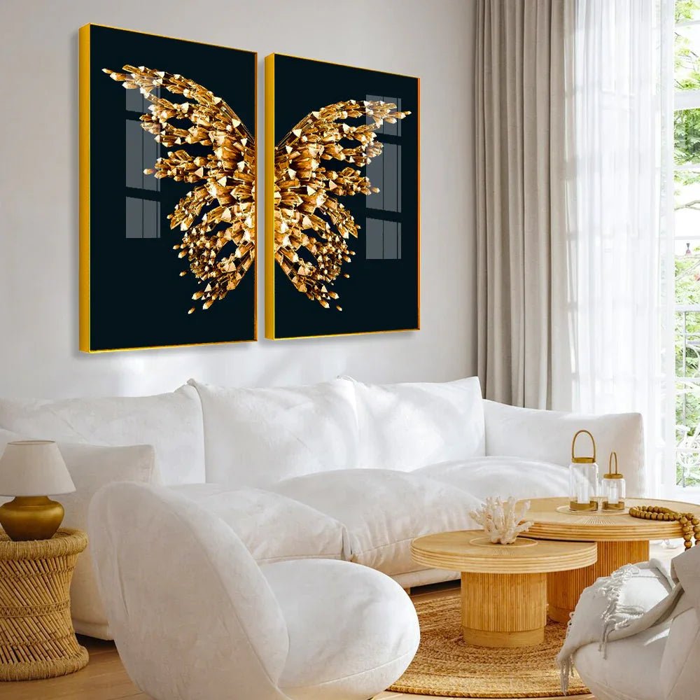 Contemporary Golden Butterfly Modern Acrylic Wall Paintings for Your Home - All India Decor