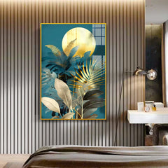 Abstract Golden Plant Leaves Picture Acrylic Wall Paintings & Arts - All India Decor