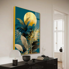 Abstract Golden Plant Leaves Picture Acrylic Wall Paintings & Arts - All India Decor