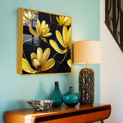 Beautiful Golden Flower Acrylic Wall Paintings & Art - All India Decor