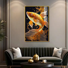 Beautiful Golden Fish Swimming Acrylic Wall Paintings & Arts - All India Decor