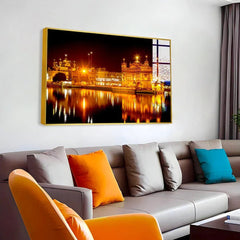 Beautiful Golden Temple in Night Acrylic Wall Paintings & Arts - All India Decor