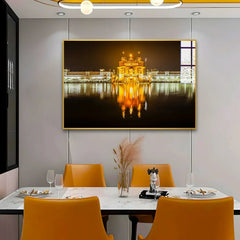 Beautiful Gurdwara Bangla Sahib Golden Temple Acrylic Wall Paintings & Arts - All India Decor