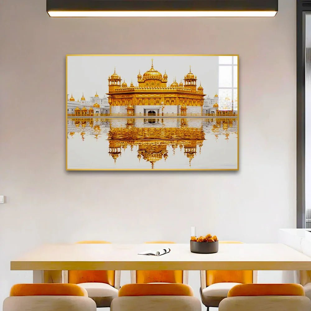 Beautiful Premium Golden Temple Acrylic Wall Paintings & Arts - All India Decor