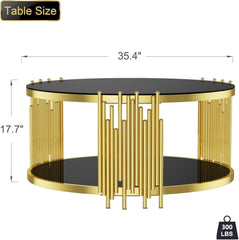 All India Decor Luxury Gold Round Coffee Table