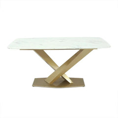 Stardust Dining Table Set – Stainless Steel Gold PVD Finish with Beige & Brown Cushioned Chairs - All India Decor