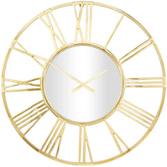 Gold Metal Oversized Wall Clock with Roman Numbers - All India Decor