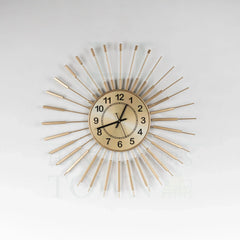 sun shape gold wall clock