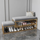 All India Decor Golden Metal Bench Cum Shoe Rack