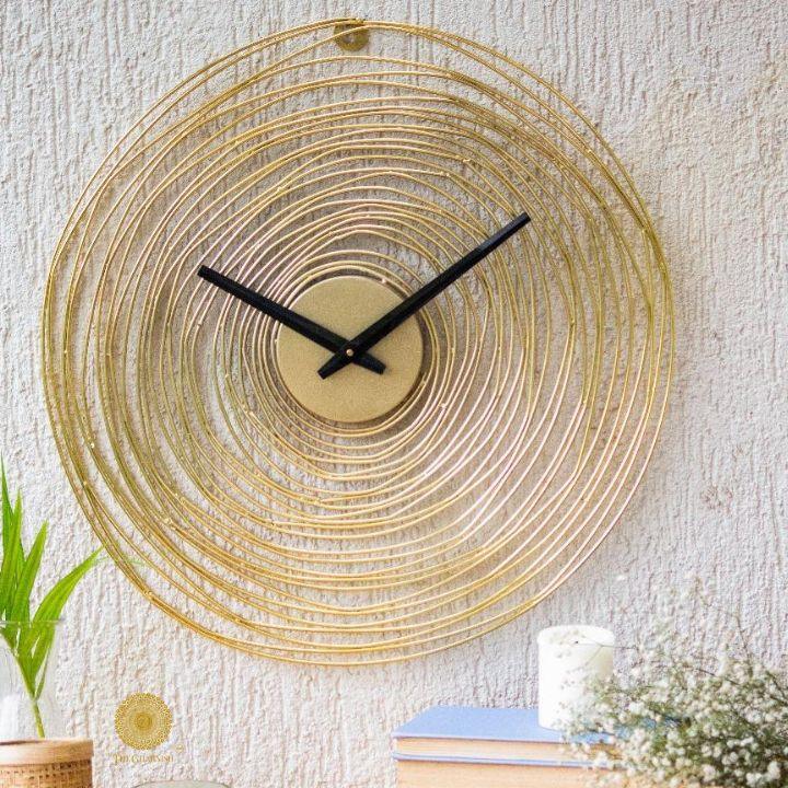 Wire Net Golden Round Wall Clock - All India Decor