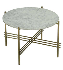 Metal Coffee Table With Marble Top In Gold Colour - All India Decor