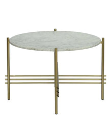 Metal Coffee Table With Marble Top In Gold Colour - All India Decor