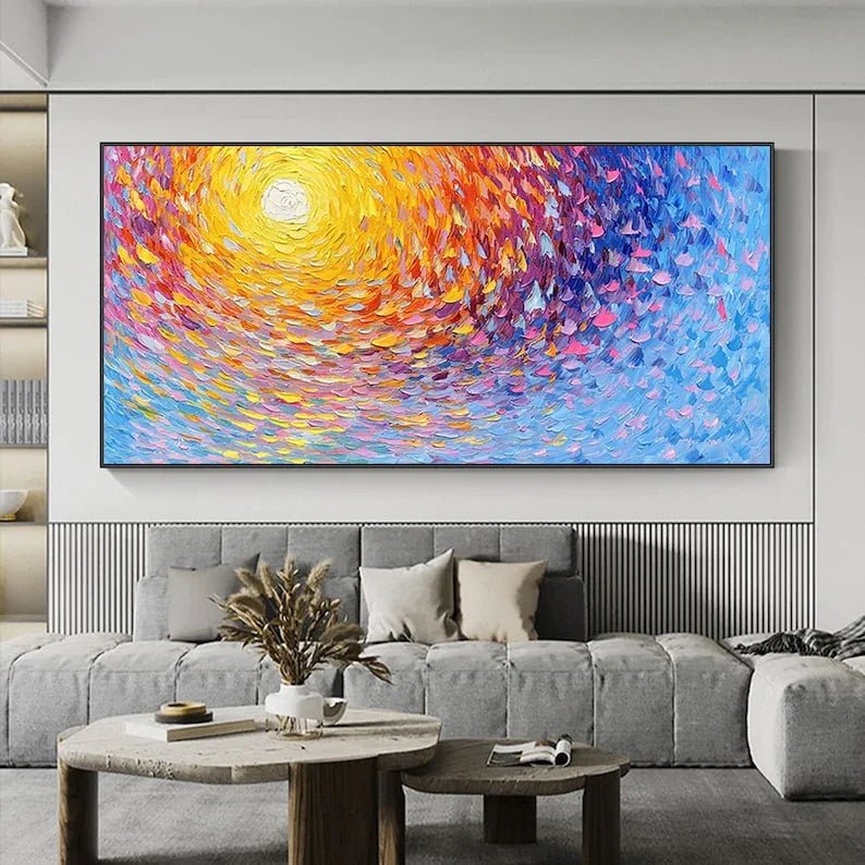 Large Abstract Sunset Seascape Canvas Wall Paintings - All India Decor