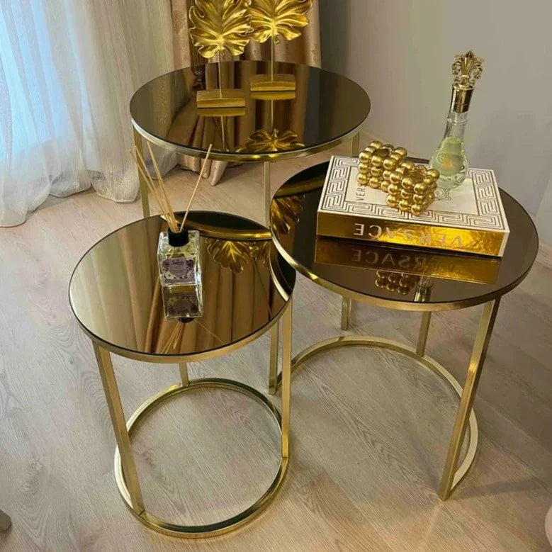 Gold Metal Legs with Glass Nesting Coffee Tables - All India Decor