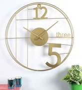 Iron 12-Three-5 Elegant Gold Wall Clock, - All India Decor