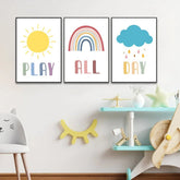 Play All Day Printable Poster Wall Frame Set Of 3 - All India Decor
