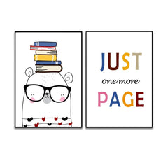 Cute Panda Reading Book And Motivational Quotes Framed Posters With Frame Set Of 2 - All India Decor