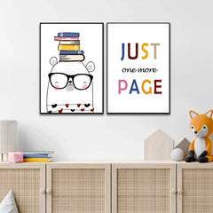 Cute Panda Reading Book And Motivational Quotes Framed Posters With Frame Set Of 2 - All India Decor