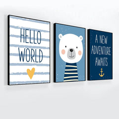Set of 3 Girl Boy Baby Room Pictures Wall Art Décor - All India Decor