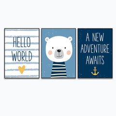 Set of 3 Girl Boy Baby Room Pictures Wall Art Décor - All India Decor