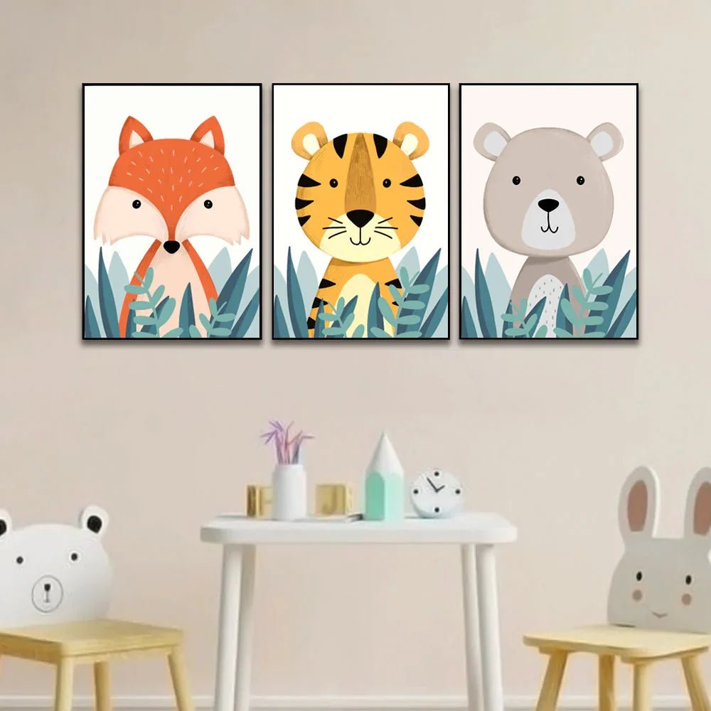 Little Jungle Friends Nursery Wall Art Set of 3 - All India Decor